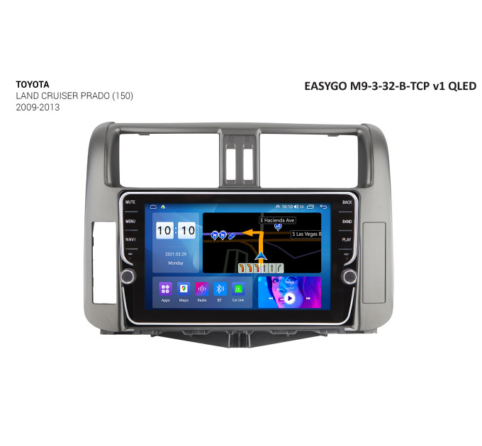 Штатна магнітола EasyGo M9-3-32-B-TCP v1 QLED Toyota Land Cruiser Prado 150 2009-2013