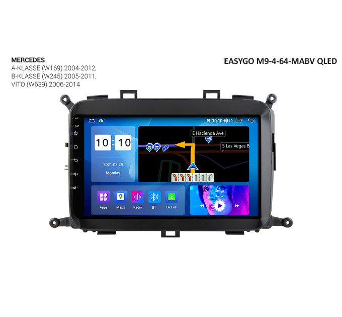 Штатна магнітола EasyGo M9-6-128-MABV QLED Mercedes A-klasse (W169), B-klasse (W245), Vito (W639)