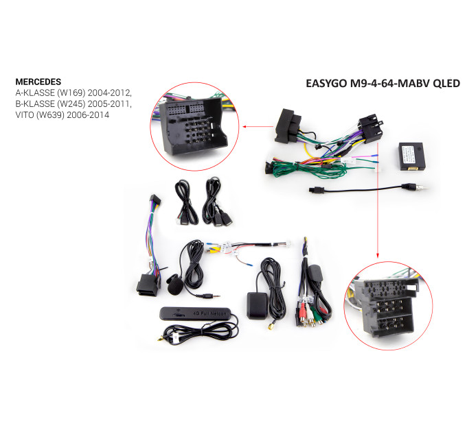 Штатна магнітола EasyGo M9-6-128-MABV QLED Mercedes A-klasse (W169), B-klasse (W245), Vito (W639)