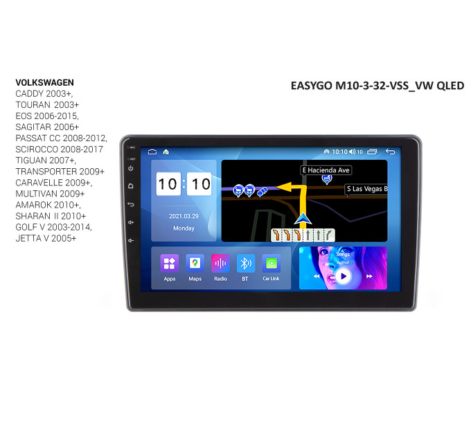 Штатна магнітола EasyGo M10-3-32-VSS_VW QLED Volkswagen