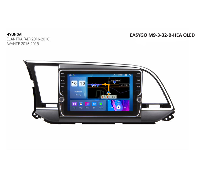 Штатна автомагнітола EasyGo M9-3-32-B-HEA QLED Hyundai Elantra (AD) 2016-2018, Avante 2015-2018