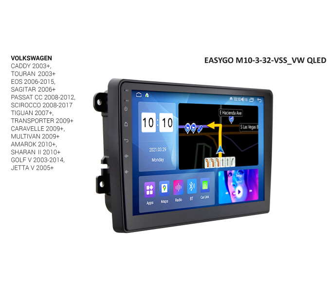 Штатна магнітола EasyGo M10-3-32-VSS_VW QLED Volkswagen