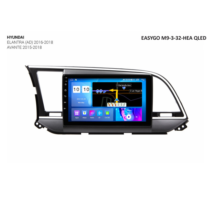 Штатна автомагнітола EasyGo M9-3-32-HEA QLED Hyundai Elantra (AD) 2016-2018, Avante 2015-2018