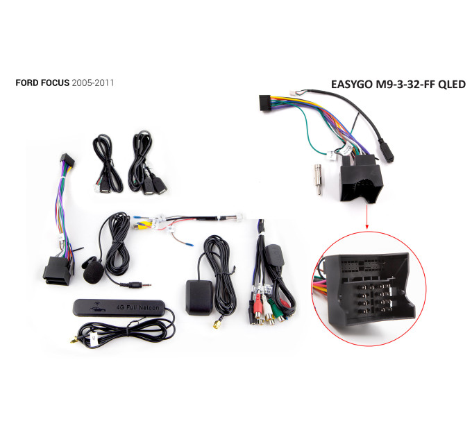 Штатна автомагнітола EasyGo M9-3-32-FF QLED Ford Focus 2005-2011