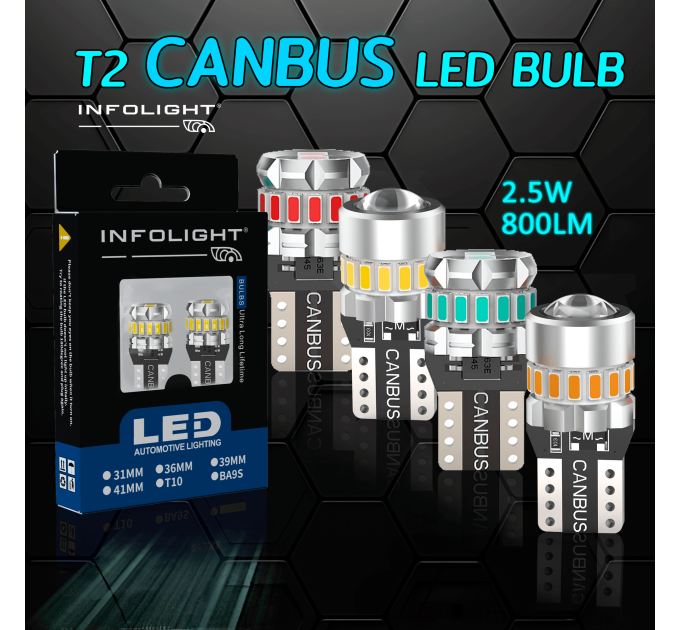 Світлодіодні лампи Infolight T10(w5w) Canbus White