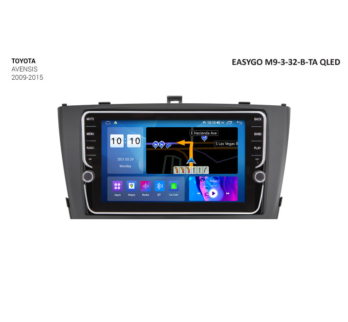 Штатна магнітола EasyGo M9-3-32-B-TA QLED Toyota Avensis