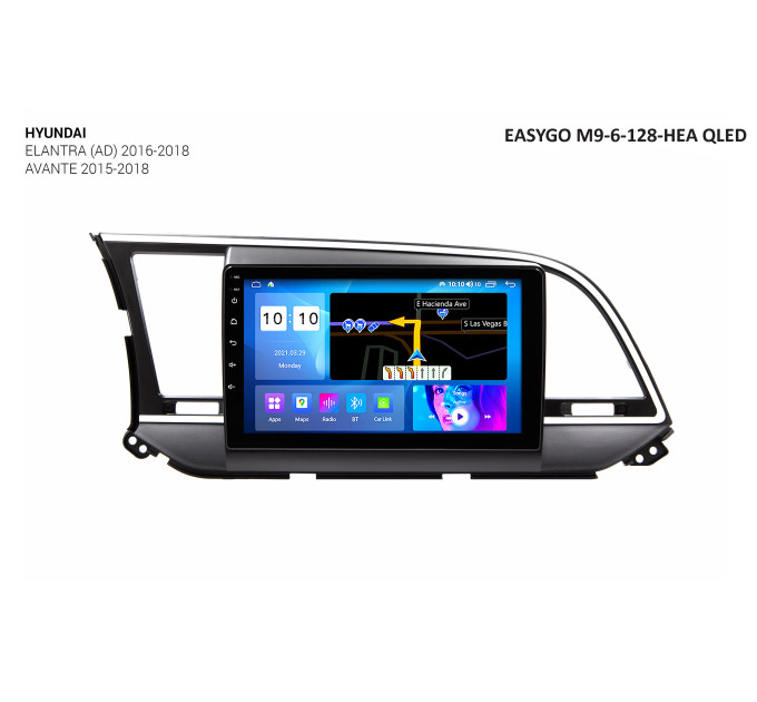 Штатна автомагнітола EasyGo M9-6-128-HEA QLED Hyundai Elantra (AD) 2016-2018, Avante 2015-2018