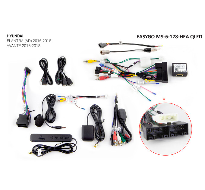 Штатна автомагнітола EasyGo M9-6-128-HEA QLED Hyundai Elantra (AD) 2016-2018, Avante 2015-2018