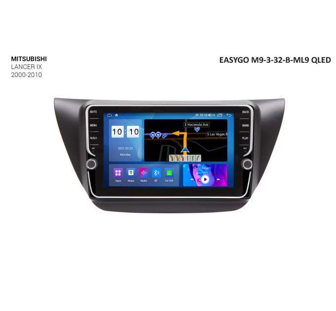 Штатна магнітола EasyGo M9-3-32-B-ML9 QLED Mitsubishi Lancer