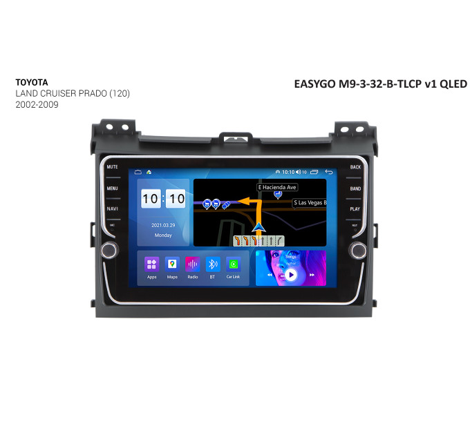 Штатна магнітола EasyGo M9-3-32-B-TLCP v1 QLED Toyota Land Cruiser Prado (120)