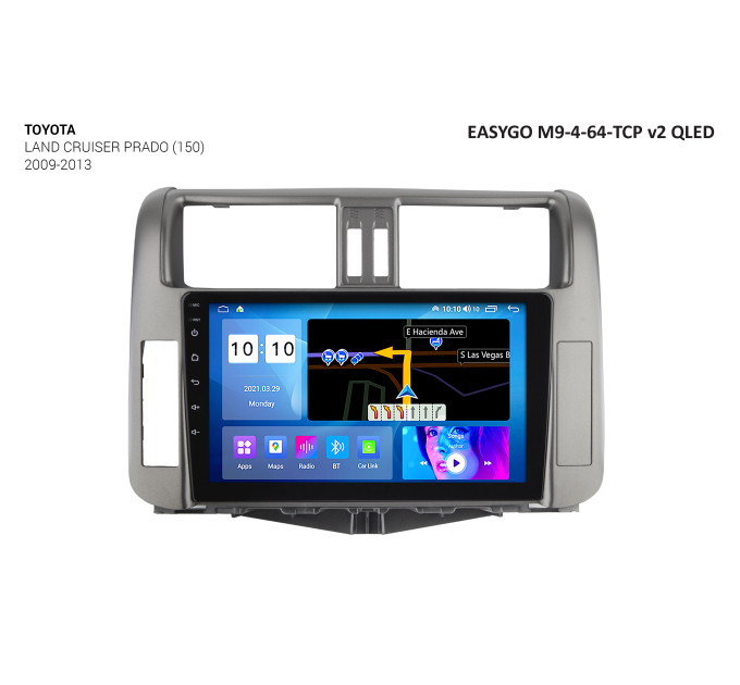 Штатна магнітола EasyGo M9-4-64-TCP v2 QLED Toyota Land Cruiser Prado 150 2009-2013