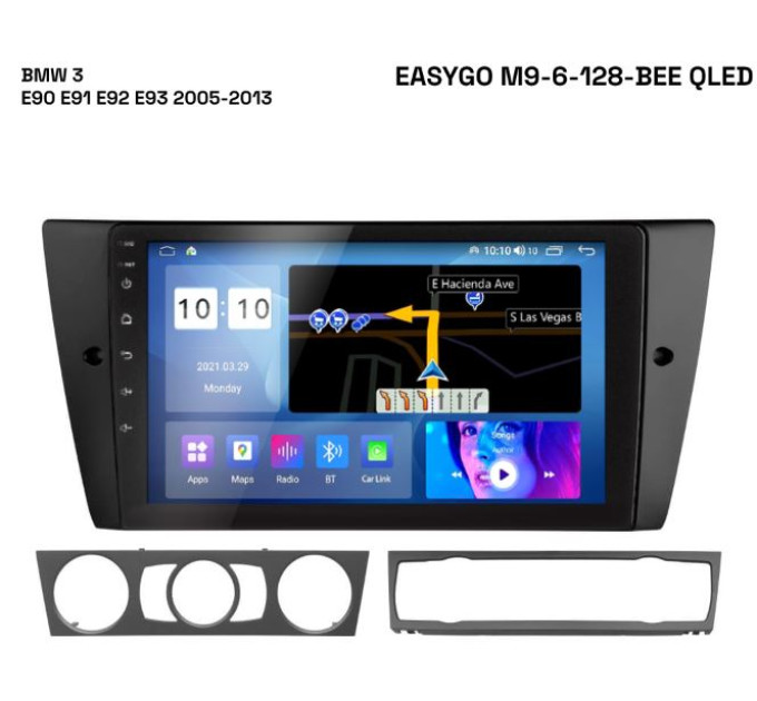 Штатна магнітола EasyGo M9-6-128-BEE QLED BMW 3 E90 E91 E92 E93 2005-2013