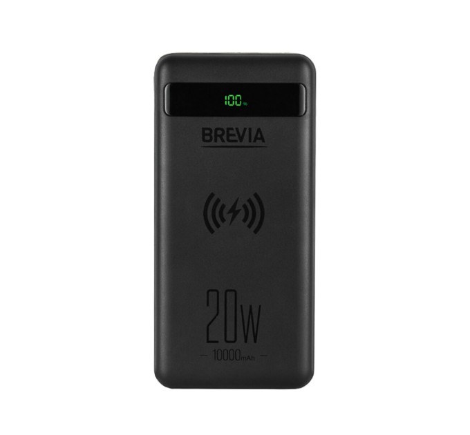 Повербанк Brevia 45118 10000mAh 20W Wireless Qi10W Li-Pol, LCD