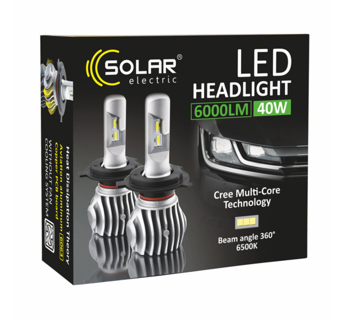 Світлодіодні лампи Solar 8604 H4 12/24V 6500K 6000Lm 40W Cree Chip