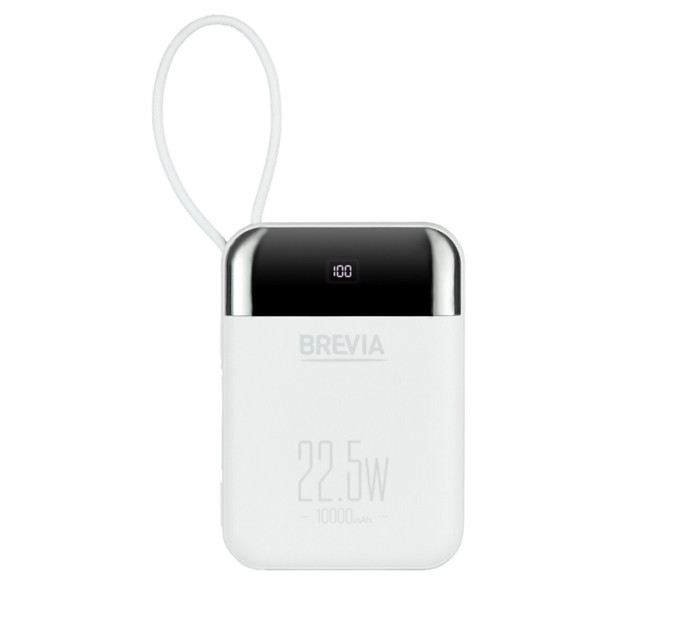Повербанк Brevia 45122 10000mAh 22.5W Type-C+Lightning Cable, Li-Pol, LCD