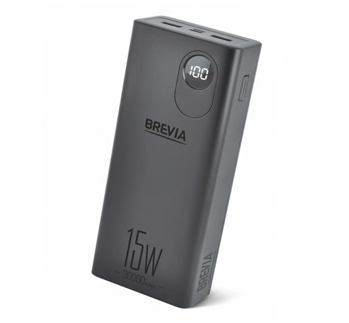 Повербанк Brevia 45315 30000mAh 15.5W Li-Pol, LCD