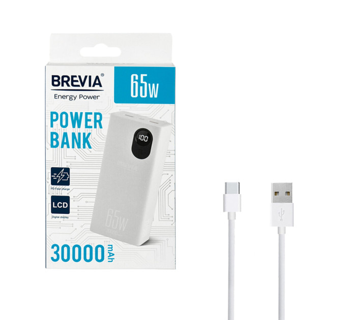 Повербанк Brevia 45365 30000mAh 65W Li-Pol, LCD