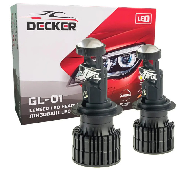 Світлодіодні лампи з лінзою Decker LED GL-01 6K H4 H/L