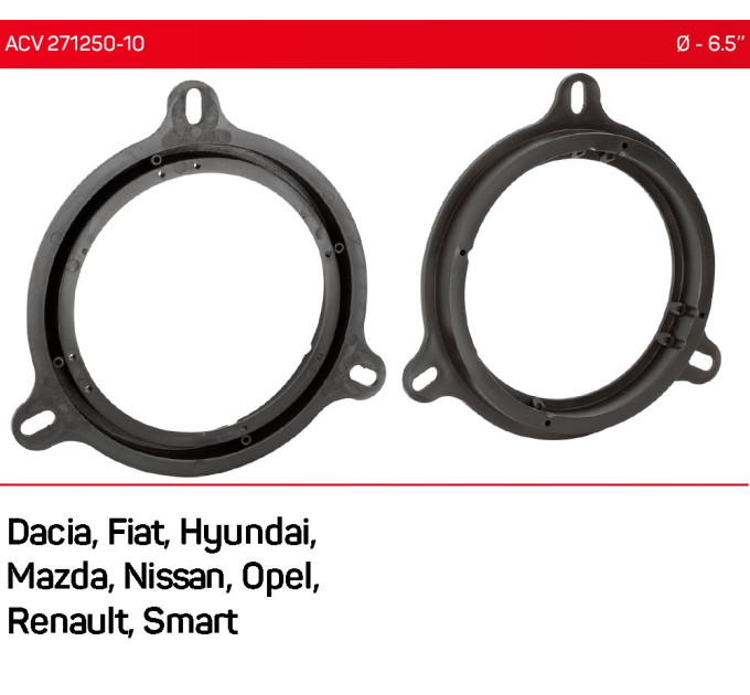 Проставки під динаміки ACV 271250-10 для автомобілів Dacia, Fiat, Hyundai, Mazda, Nissan, Opel