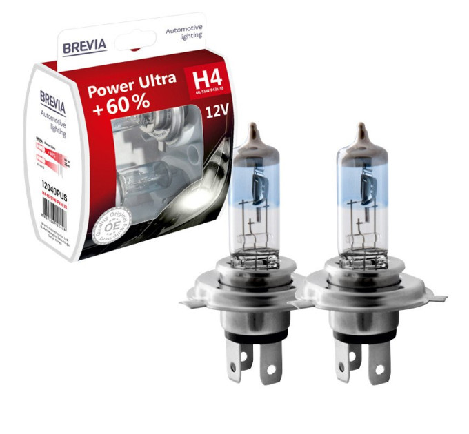 Комплект галогенних ламп Brevia H4 Power Ultra 12040PUS