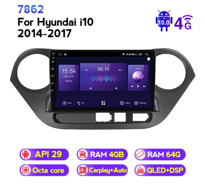 Штатна магнітола ECOBOOST FFT740Q-1262 HYUNDAI i10
