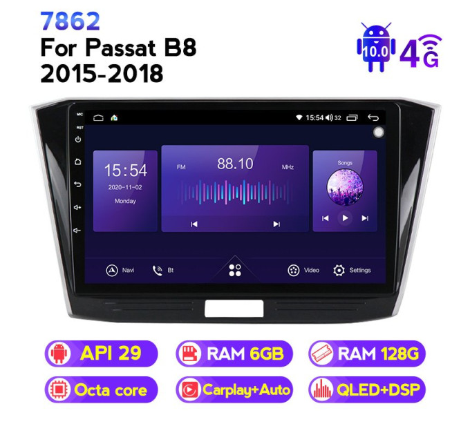 Штатна магнітола ECOBOOST FFT760Q-1035 Volkswagen PASSAT 2016-2017