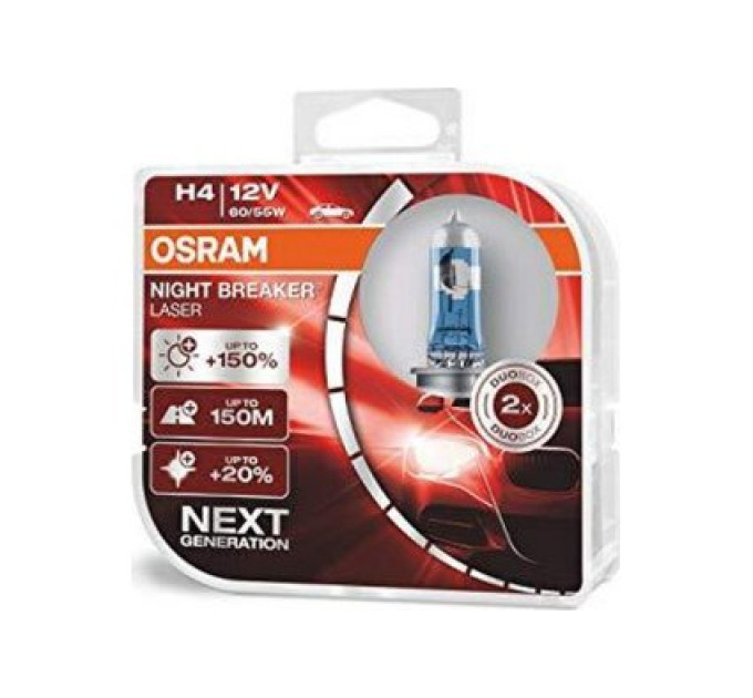 Комплект галогенних ламп OSRAM Night Breaker LASER NG 64193NL-HCB H4 60/55W 12V P43T