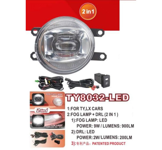 Протитуманні фари Vitol TY-8032-LED Toyota Cars FOG+DRL