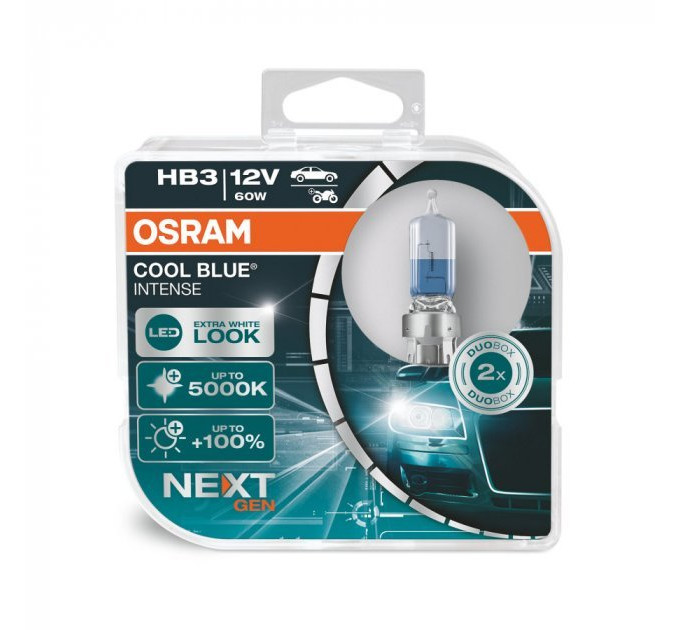 Комплект галогенних ламп OSRAM Cool Blue Intense Next Gen 9005CBN-HCB HB3 12V 60W P20d