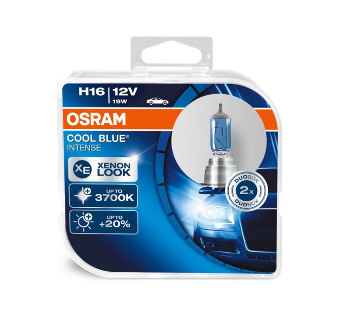 Комплект галогенних ламп OSRAM Cool Blue Intense 64219CBI-HCB-DUO H16 19W 12V PJ19-3