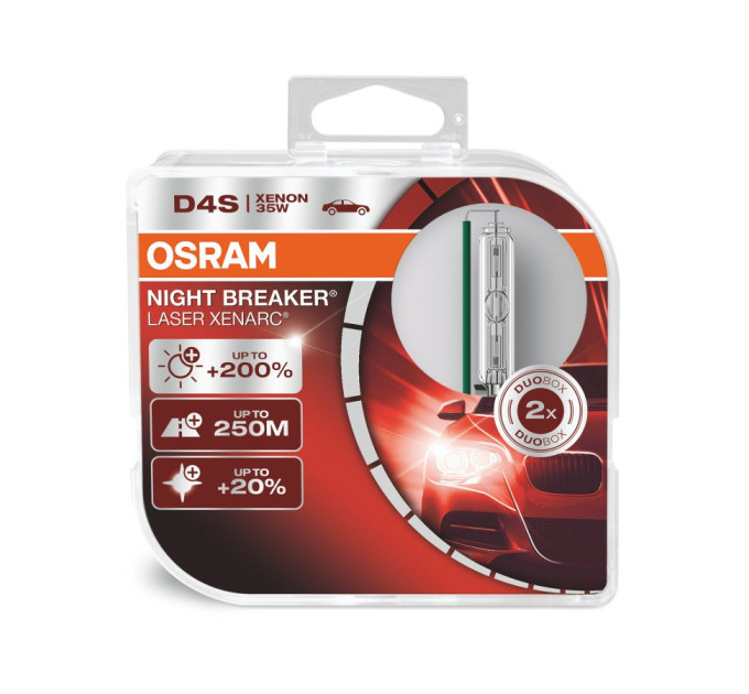 Комплект ксенонових ламп Osram D4S 66440XNL-HCB-DUO Xenarc Night Breaker Laser +200%
