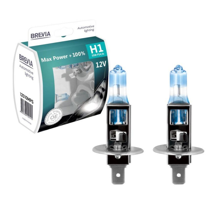 Комплект галогенних ламп Brevia H1 Max Power 12010MPS 12V 55W