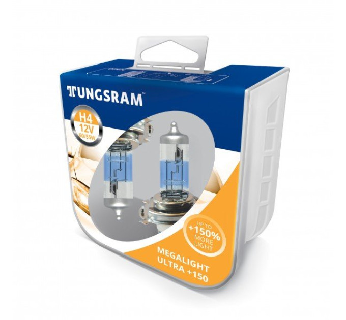 Комплект галогенних ламп Tungsram Megalight Ultra +150% H4 60/55W 12V