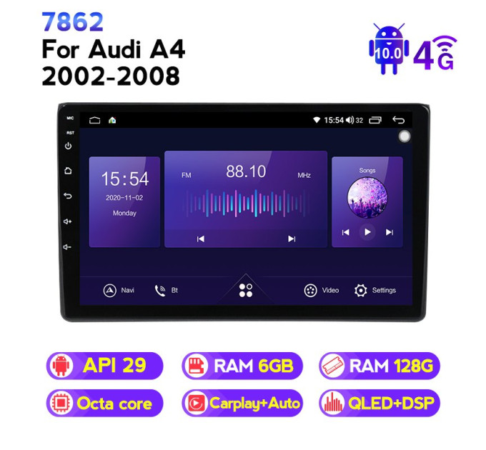 Штатна магнітола ECOBOOST FFT760Q-1021 AUDI A4 2002-2008