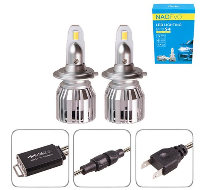 Світлодіодні лампи PULSO NAOEVO S4 LED H7 Flip Chip 9-16V 30W 3600Lm 3000K/4300K/6500K