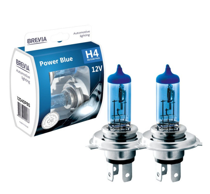 Комплект галогенних ламп Brevia H4 Power Blue 12040PBS