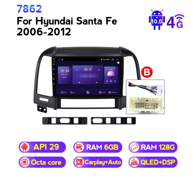 Штатна магнітола ECOBOOST FFT760Q-1259 HYUNDAI Santa Fe 2006-2012