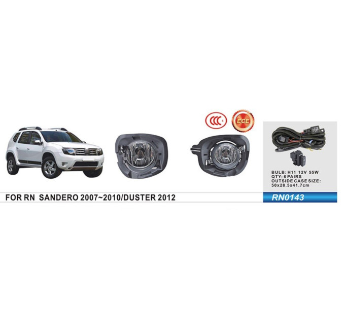 Протитуманні фари Vitol RN-0143W Renault Duster 2012-/Sandero 2007-10