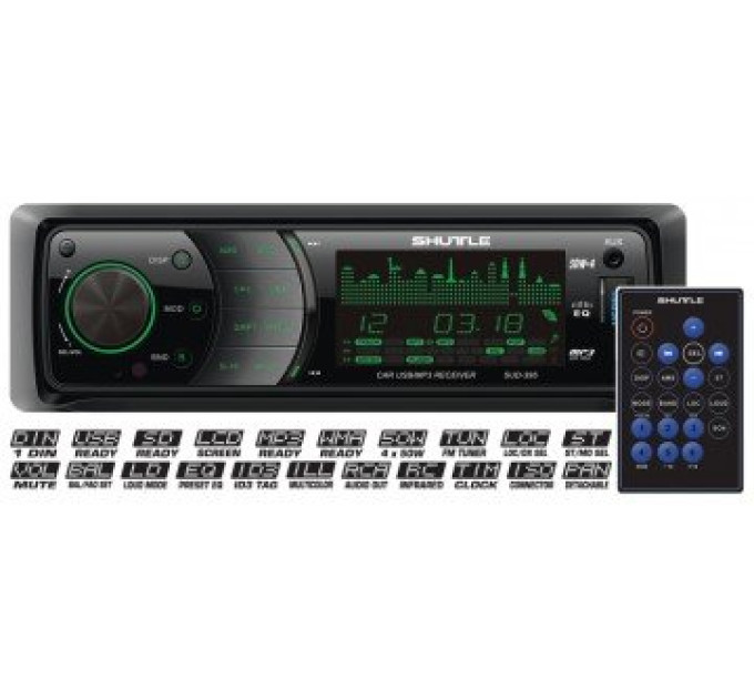 Автомагнітола Shuttle SUD-395 Black/Multicolor