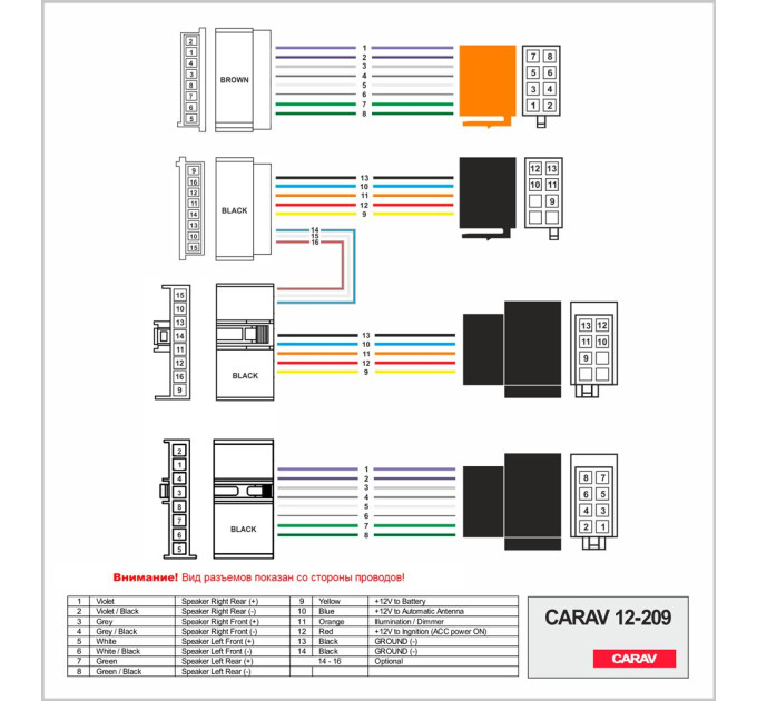Перехідник для магнітол Ford, Jaguar, Nissan, Mazda Carav 12-209