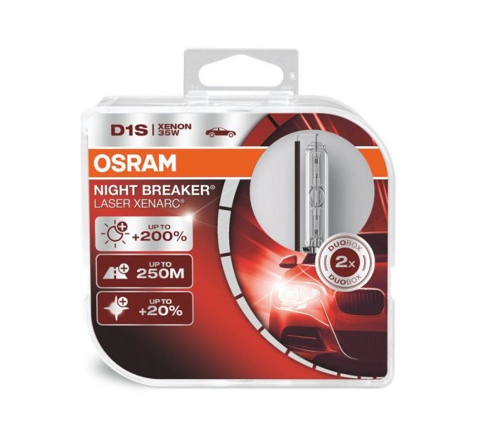 Комплект ксенонових ламп Osram D1S 66140XNL-HCB Xenarc Night Breaker Laser +200%