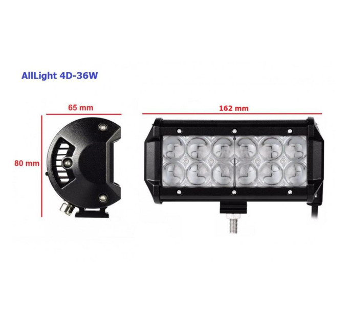 Світлодіодна фара дальнього світла AllLight 4D-36W 12 chip cree spot 9-30V