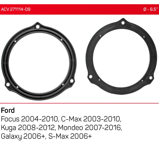 Проставки під динаміки ACV 271114-09 для автомобілів Ford Focus, C-Max, Fiesta, Kuga, S-Max, Galaxy,