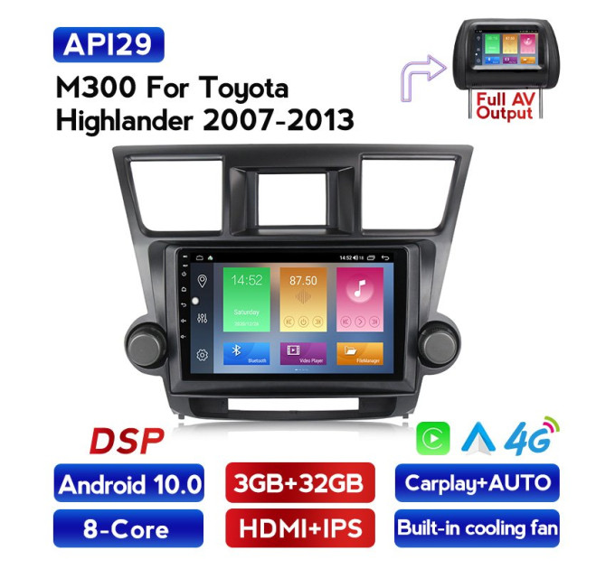 Штатна магнітола ECOBOOST FFT300Q-1080 TOYOTA HIGHLANDER 2007-2014
