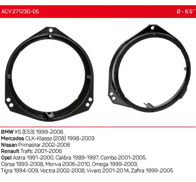 Проставки під динаміки ACV 271230-05 для автомобілів Opel, BMW, Mecedes, Nissan, Renault