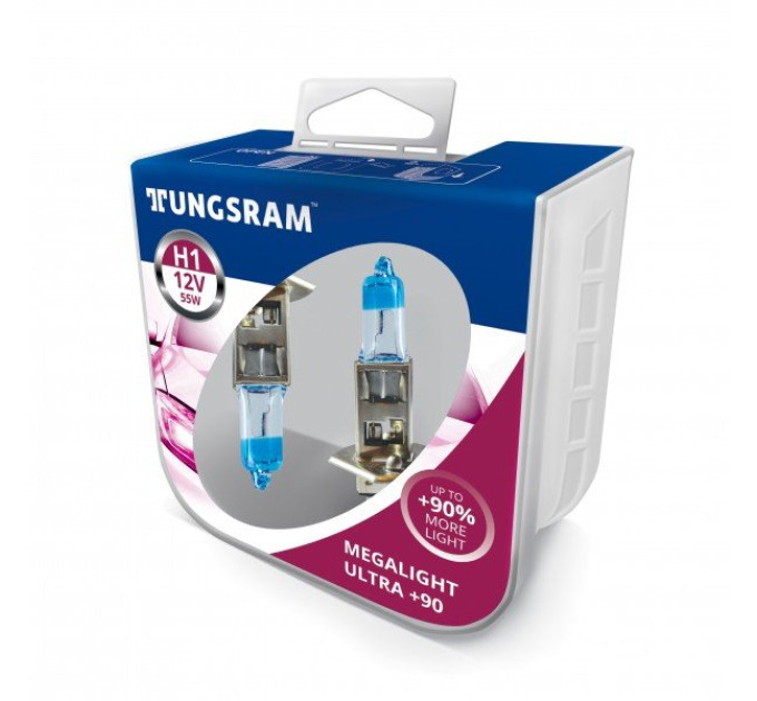 Комплект галогенних ламп Tungsram Megalight Ultra +90% H1 55W 12V