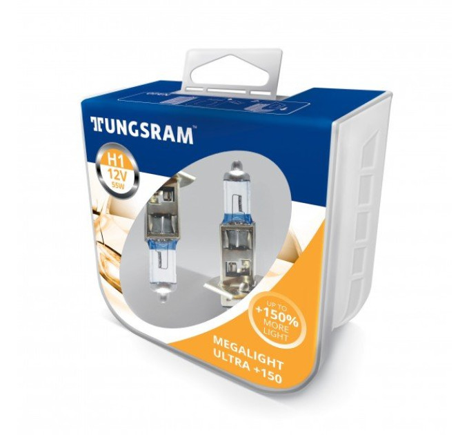 Комплект галогенних ламп Tungsram Megalight Ultra +150% H1 55W 12V