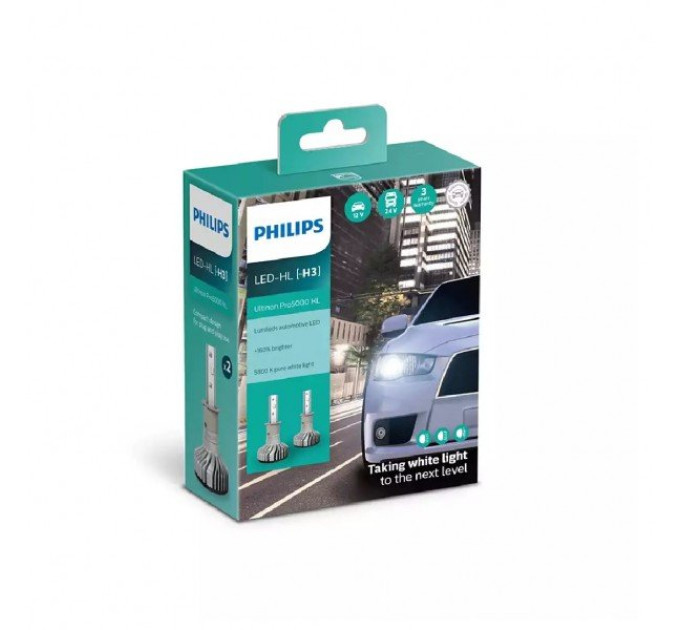 Світлодіодні лампи Philips Ultinon Pro5000 H3 11336U50CWX2 +160% 12/24V