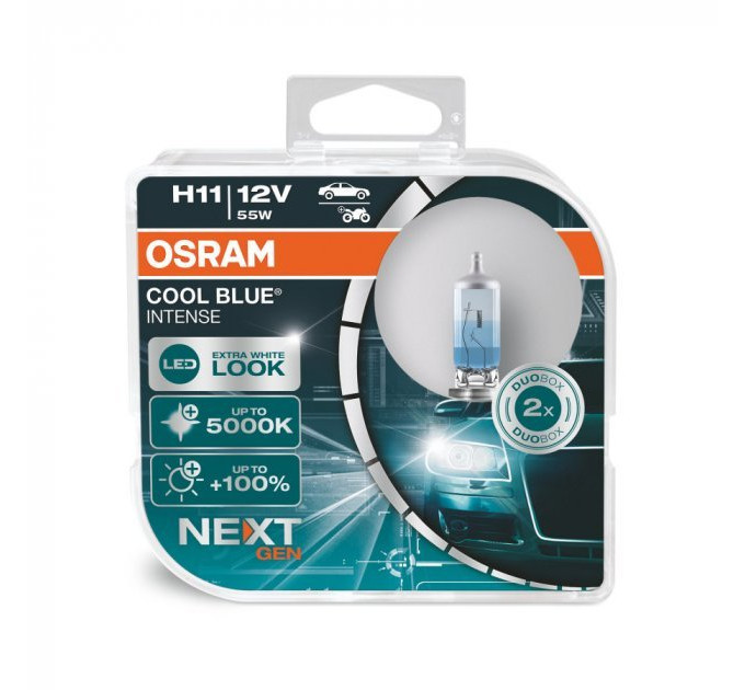 Комплект галогенних ламп OSRAM Cool Blue Intense Next Gen 64211CBN-HCB H11 12V 55W PGJ19-2