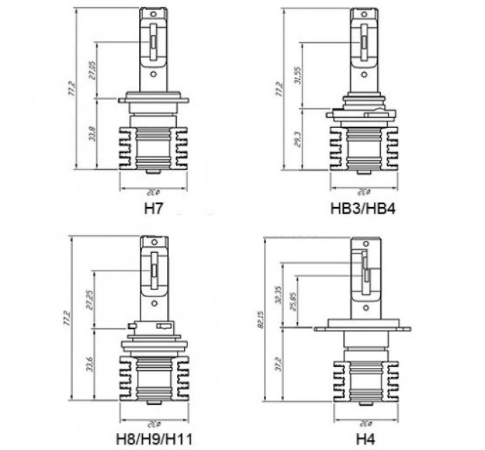 Світлодіодні лампи ALed S HB3 (9005) 6000K 20W SHB3A02